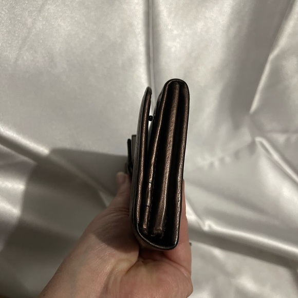 PRADA - Vintage! FULL INCLUSION Metallic Chocolate Soft Calf Leather Long Wallet - Picture 6 of 13